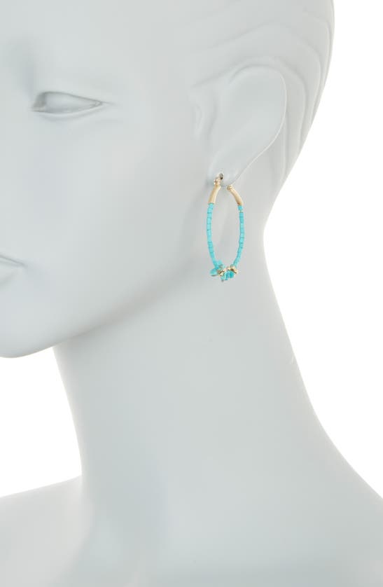 Shop Melrose And Market Stone Accented Hoop Earrings In Turquoise- Gold