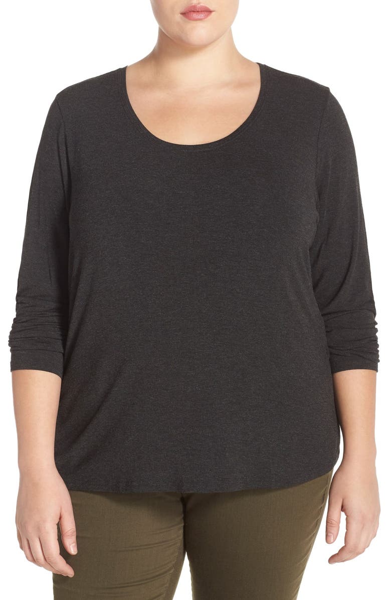 Eileen Fisher Scoop Neck Stretch Jersey Top (Plus Size) | Nordstrom