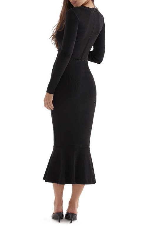 Shop House Of Cb Sasha Long Sleeve Midi Dress In Black