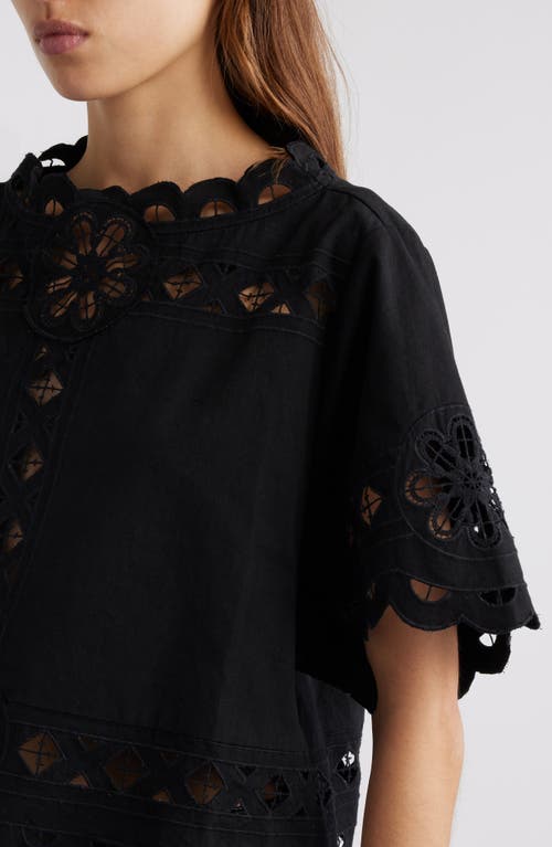 Shop Isabel Marant Parissa Embroidered Cutwork Top In Black