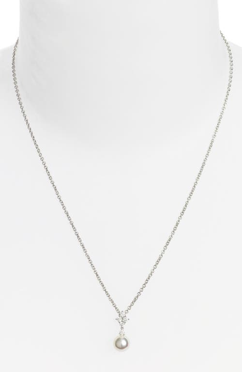'Classic Elegance' Akoya Cultured Pearl & Diamond Necklace in White Gold