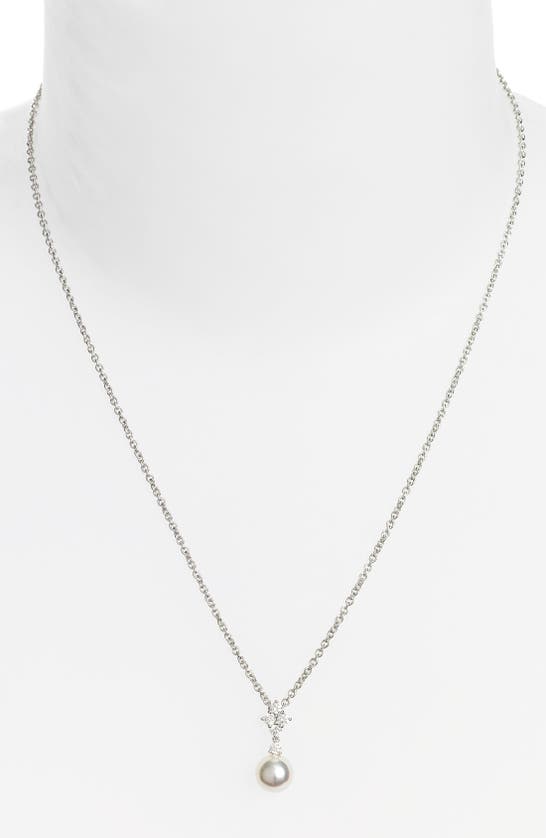 Shop Mikimoto 'classic Elegance' Akoya Cultured Pearl & Diamond Necklace In White Gold