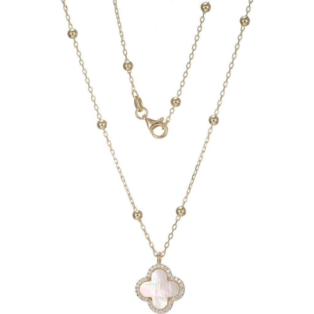 Fzn Mother Of Pearl Clover Pendant Necklace In White