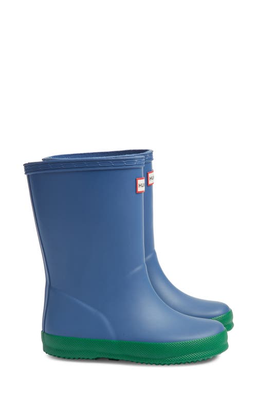 Shop Hunter Kids' Original First Classic Waterproof Rain Boot In Peak Blue/hyper Green