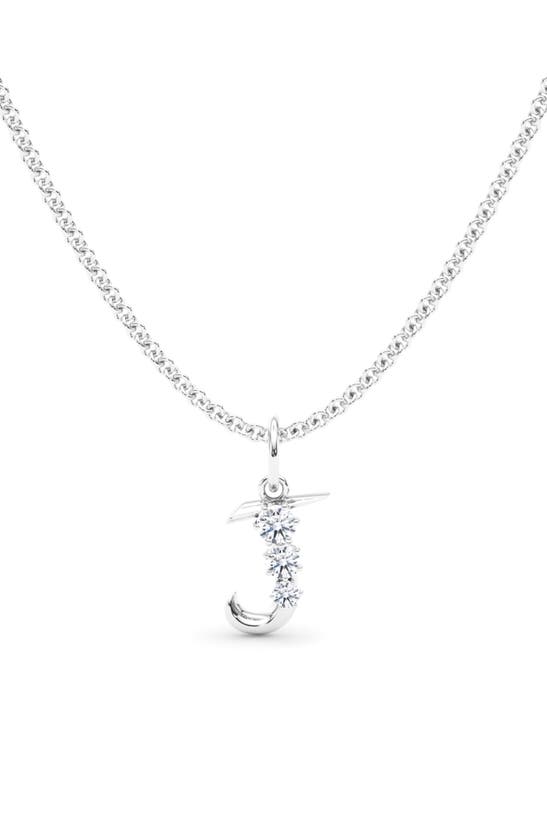 Hautecarat Graduated Lab-created Diamond Initial Letter Pendant Necklace In J - 18k White Gold