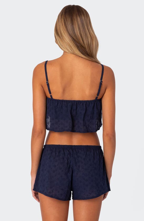 Shop Edikted Edan Eyelet Shorts In Navy