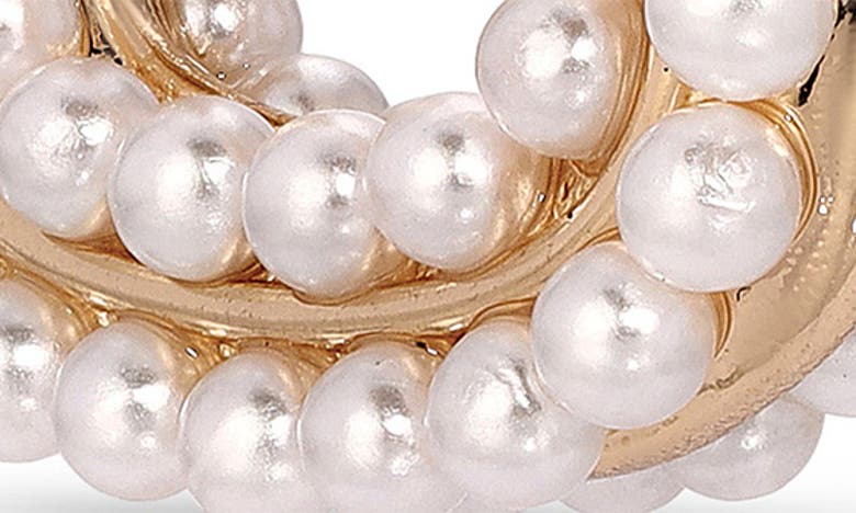 Shop Ettika Imitation Pearl Oval Hoop Earrings In Gold