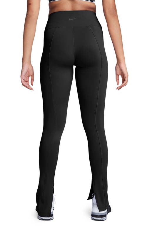 Shop Nike One High Waist Split Hem Leggings In Black/jcg