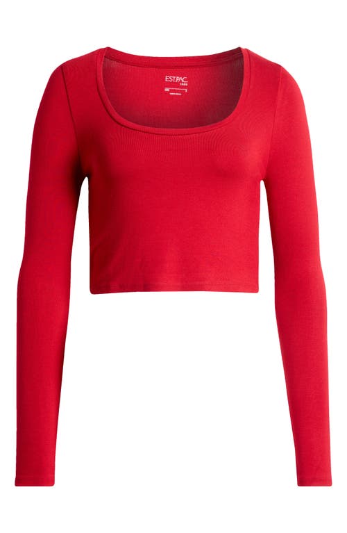 Shop Pacsun Kelly Long Sleeve Crop Top In Red