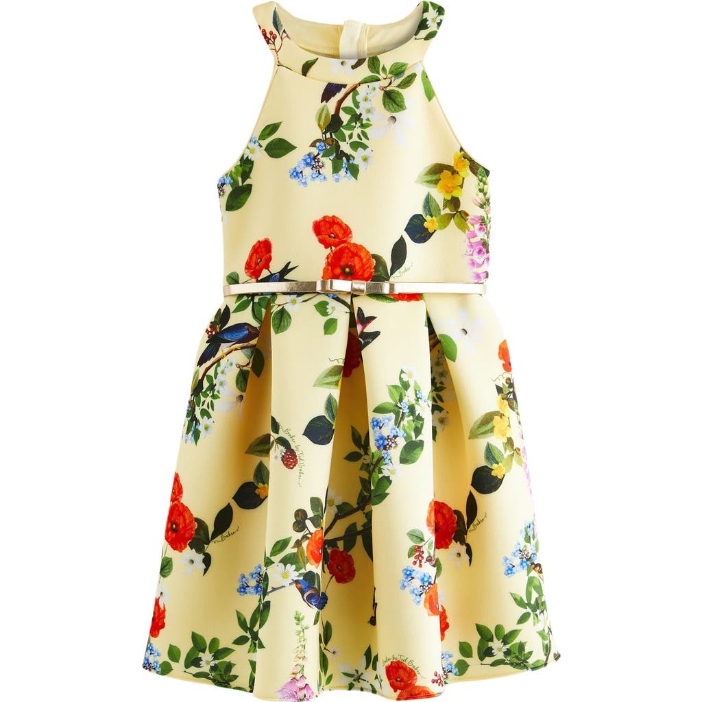 Ted Baker Baker By  Kids' Floral Sleeveless Scuba Dress In Yellow