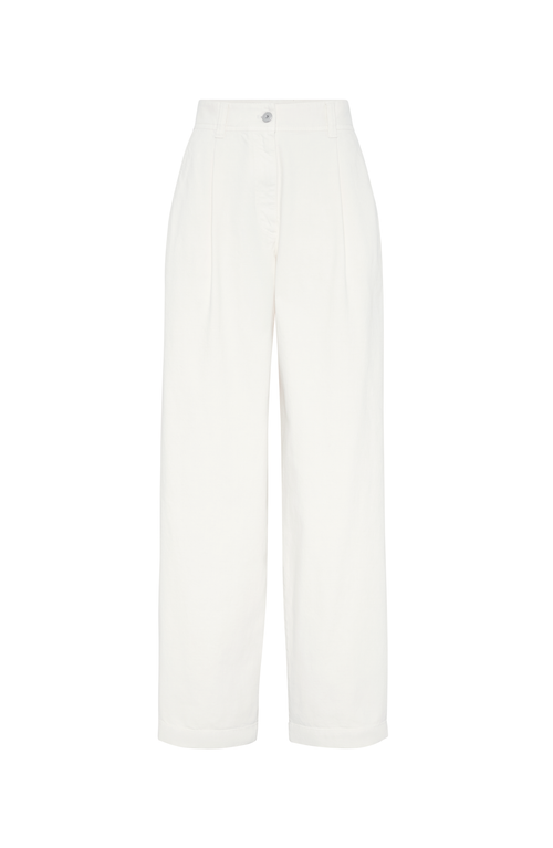 Shop Brunello Cucinelli Loose Sartorial Trousers In Chalk