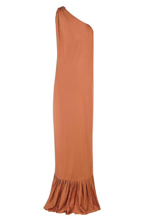 Diago One-Shoulder Dress in Rust