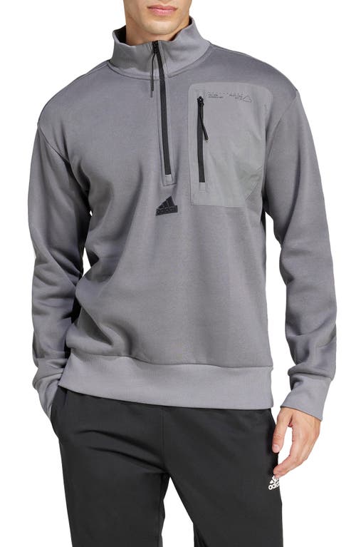 Shop Adidas Originals Adidas City Escape Fleece Half Zip Sweatshirt In Grey