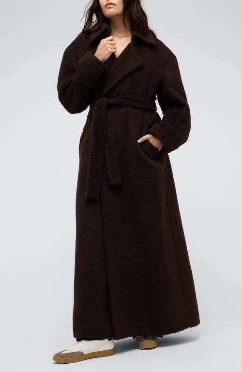 Shop Kenneth Cole Brushed Longline Trench Coat In Deep Bark