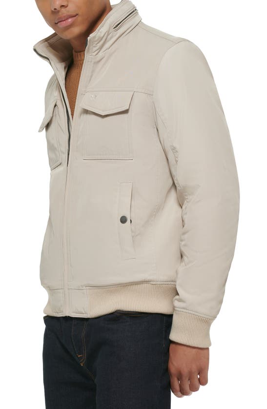 Dockers Quilted Lined Flight Bomber Jacket In Stone
