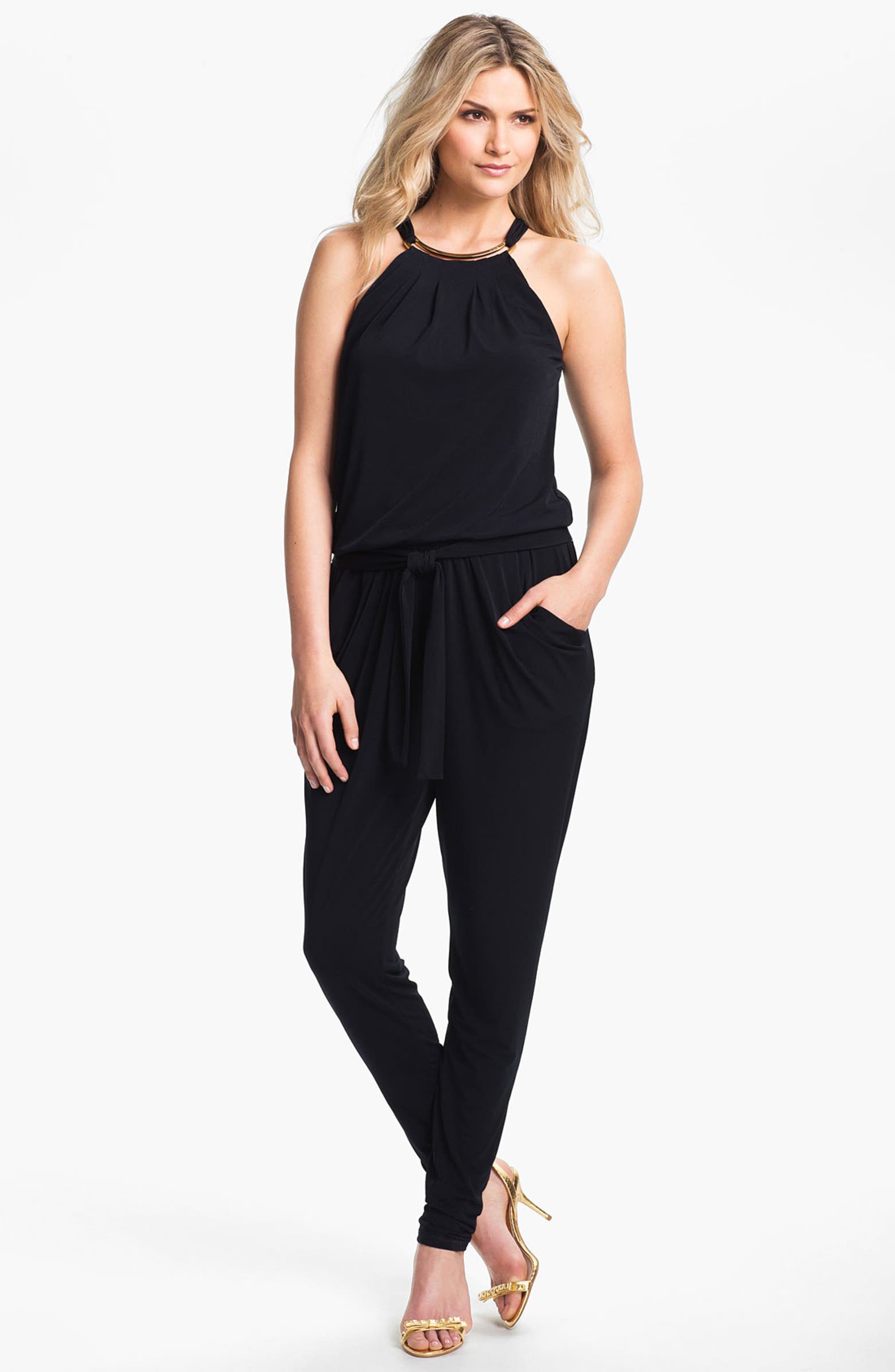 MICHAEL Michael Kors Embellished Neck Jumpsuit | Nordstrom