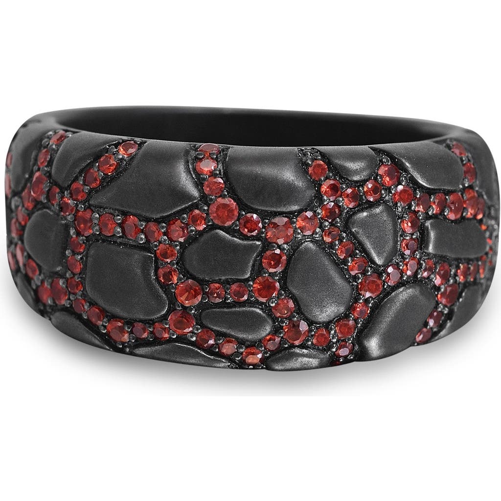 Luvmyjewelry Fiery Ascent Sterling Silver & Garnet Band Men Ring In Grey