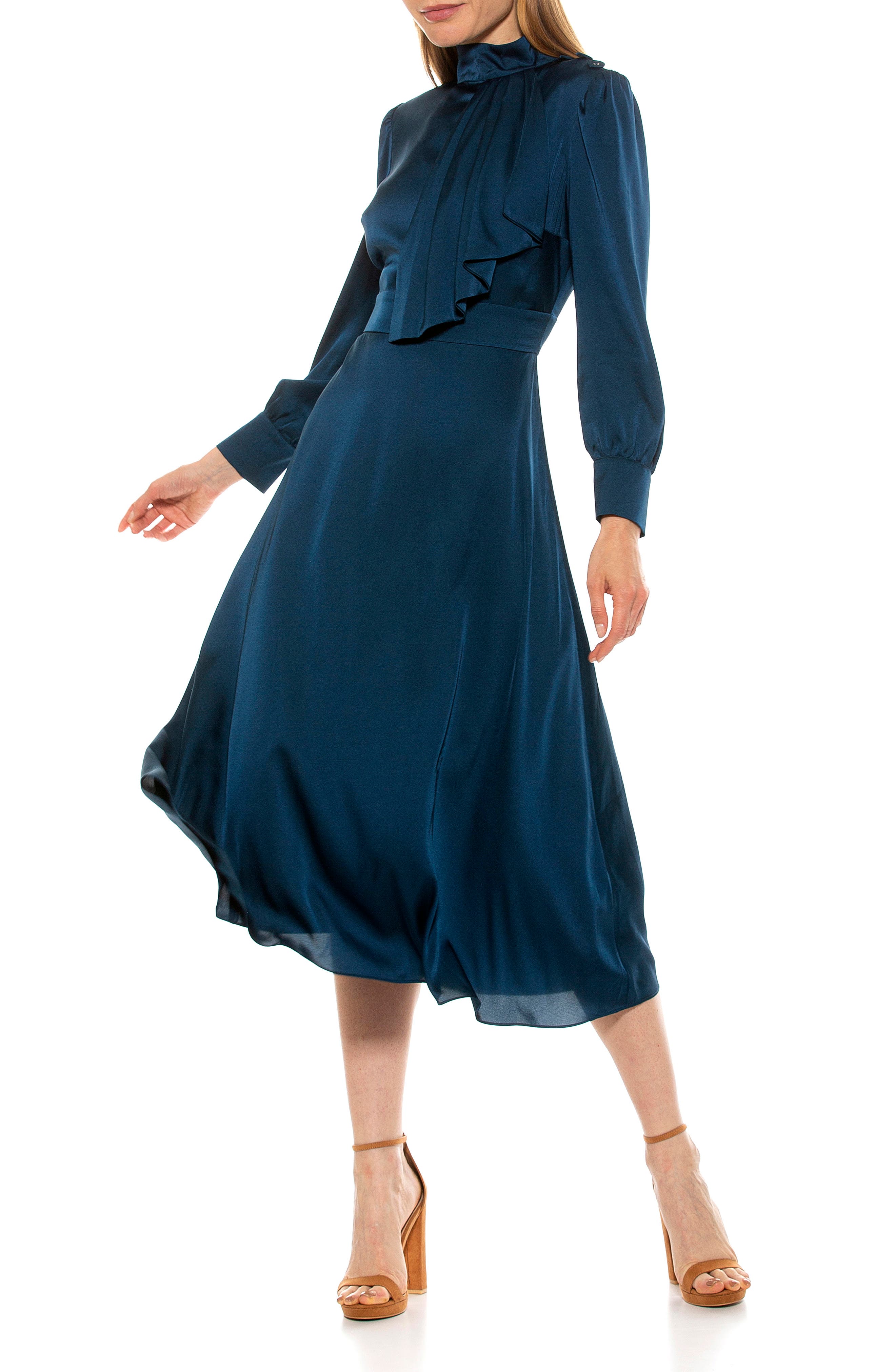 Alexia admor mock neck satin midi dress Clearance