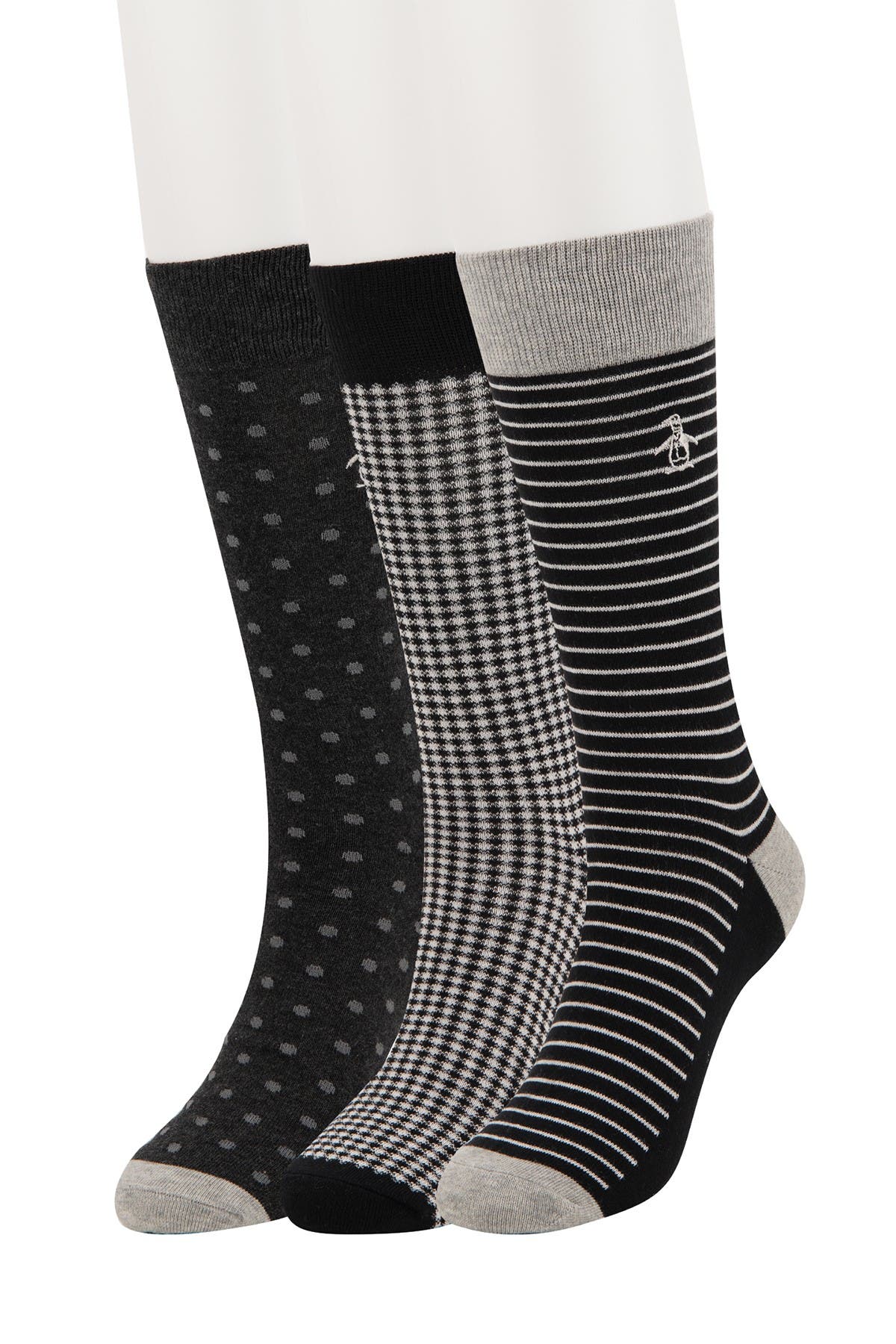 Nordstrom Rack Mens Pack Of 3 Black Grey Dress Socks Sz 6.5-12 0417 
