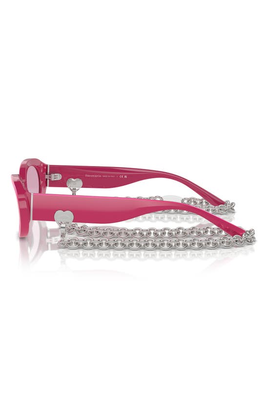 Tiffany & Co 54mm Oval Sunglasses With Chain In Fuchsia / Violet
