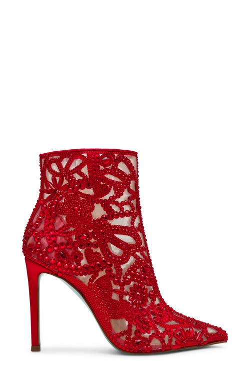 Betsey Johnson Bolt Womens Sheer Pointed Toe Booties In Red