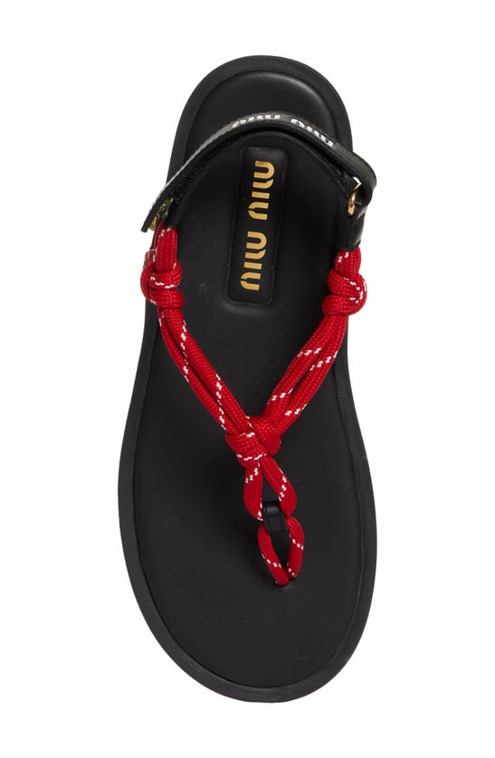 Shop Miu Miu Riviere Cord & Leather Sandal In Red