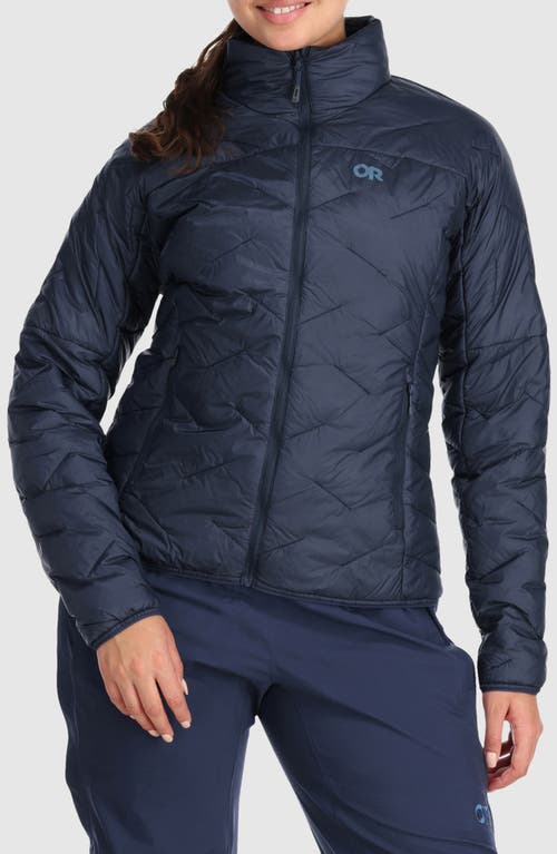 Shop Outdoor Research Superstrand Lightweight Packable Water Resistant Puffer Jacket In Naval Blue