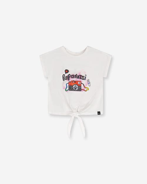 Deux Par Deux Girl's Organic Cotton T-Shirt With Knot White at Nordstrom