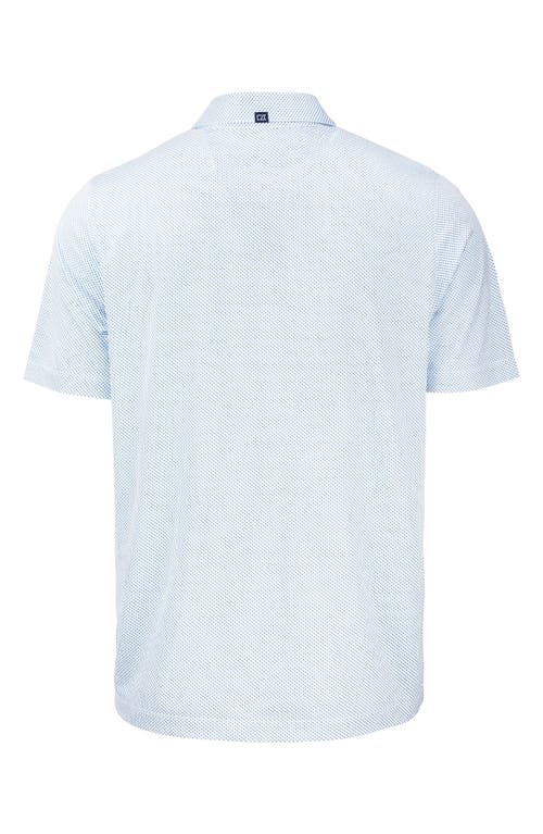 Cutter & Buck Pike Symmetry Print Recycled Blend Polo In White/atlas