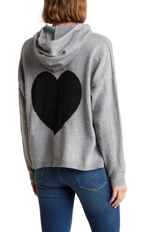 Shop Sweet Romeo Heart Crop Hooded Sweater In Grey/black