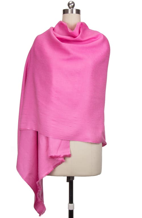 Saachi Cashmere Silk Eyelash Fringe Scarf In Fuchsia