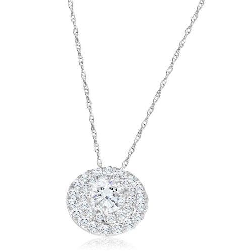 Bliss Diamond 2 1/5ct Tw Diamond (1ct Center) Round Halo Pendant Gold Necklace Lab Grown In 10k White Gold