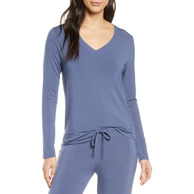 Nordstrom Moonlight V-Neck Long Sleeve Pajama Top, Blue