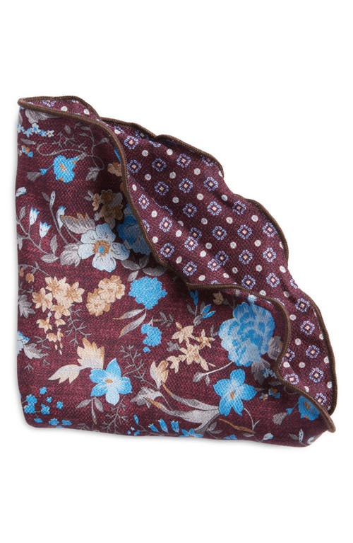 Shop Edward Armah Floral & Diamond Medallion Reversible Silk Pocket Circle In Plum