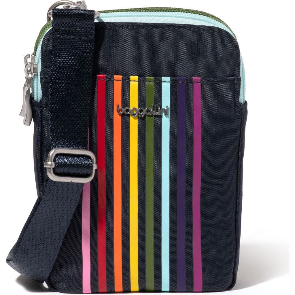 Baggallini Modern Take Two Rfid Crossbody Bag In Navy Rainbow