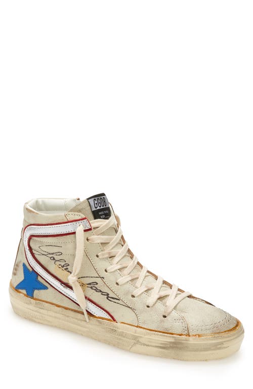 Golden Goose Slide High Top Sneaker White Ecru/Bluette/Silver at Nordstrom,