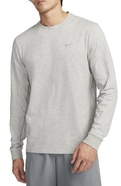 Nike Dri-fit Primary Long Sleeve T-shirt In Dark Grey Heather/heather