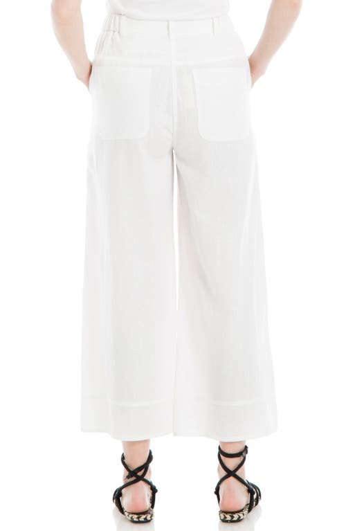 Shop Max Studio Wide Leg Linen Blend Crop Pants In White