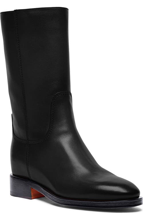 Santoni Fleeces Black Leather Boot In Black