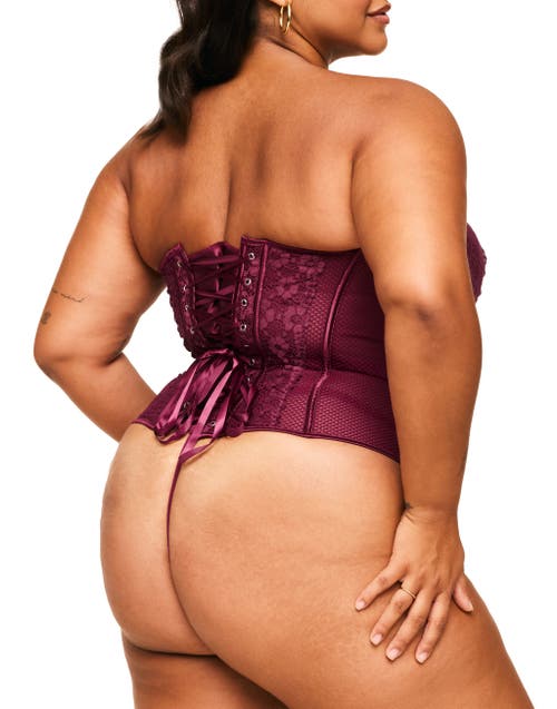 Adore Me Padma Sweetheart Corset & G-string Set In Dark Purple