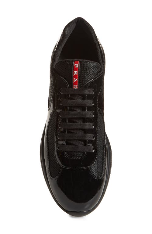 Prada Men Black Fabric And Leather America S Cup Sneakers In Black