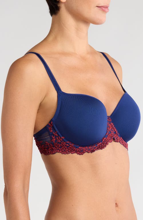 Shop Wacoal Embrace Lace T-shirt Bra In Blue Depths/cordovan