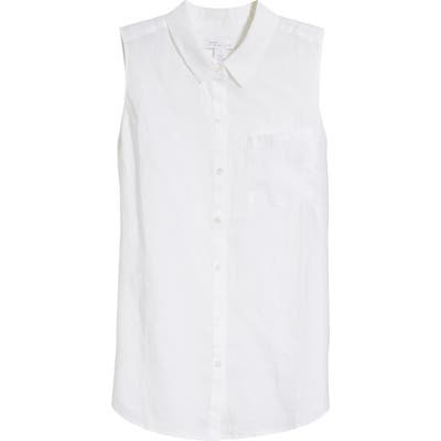 Nordstrom Signature Sleeveless Linen Shirt, White