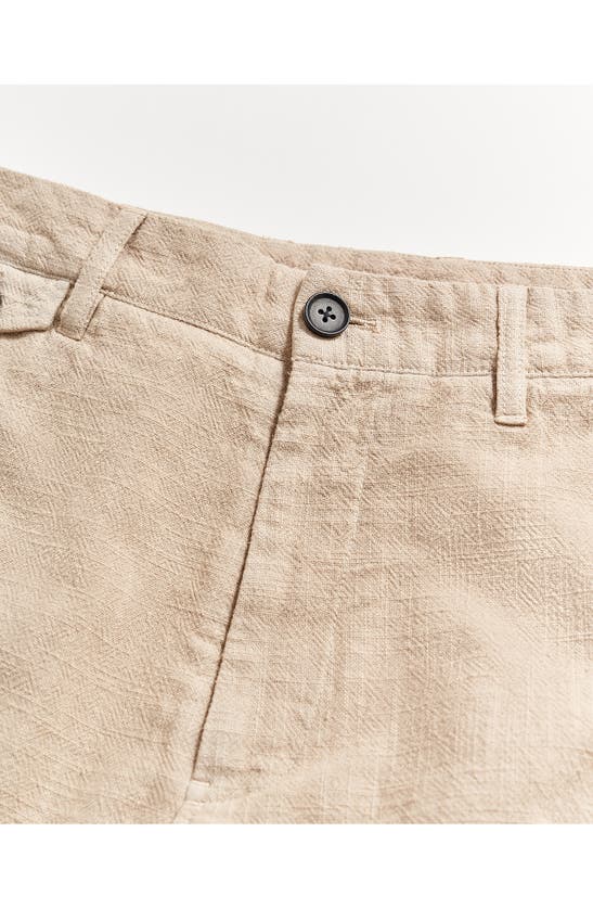 Shop Billy Reid Flat Front Textured Cotton Shorts In Khaki