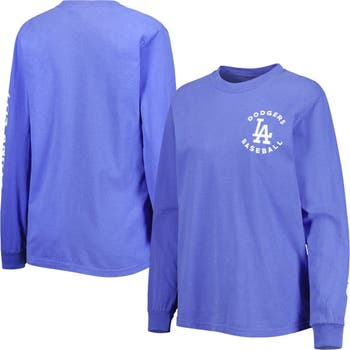 Women's Los Angeles Dodgers Nike Heathered Royal Sleeve Stripes Tri-Blend T- Shirt