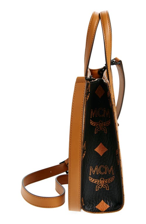 Shop Mcm Aren Faux Leather North/south Tote In Cognac