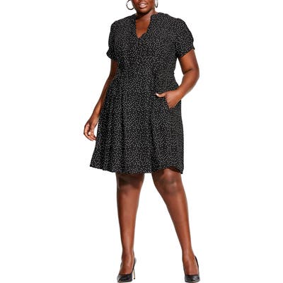 Plus Size City Chic Laced Spot A-Line Dress, White