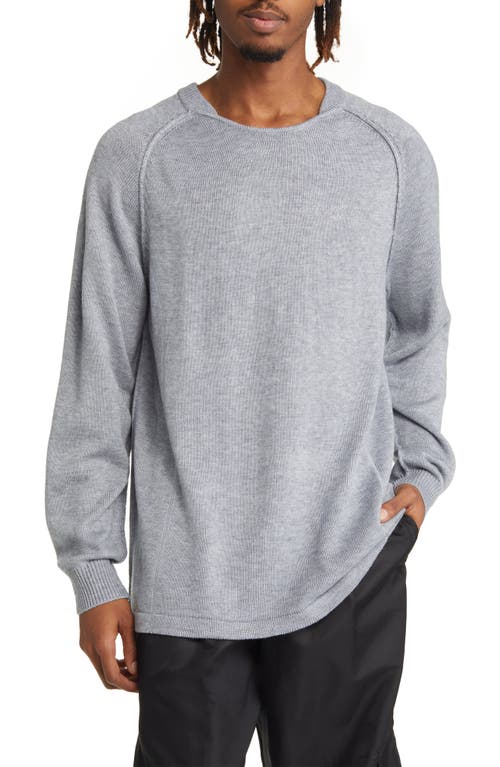 ROSE IN GOOD FAITH Embroidered Logo Crewneck Rugby Sweater in Deep Grey