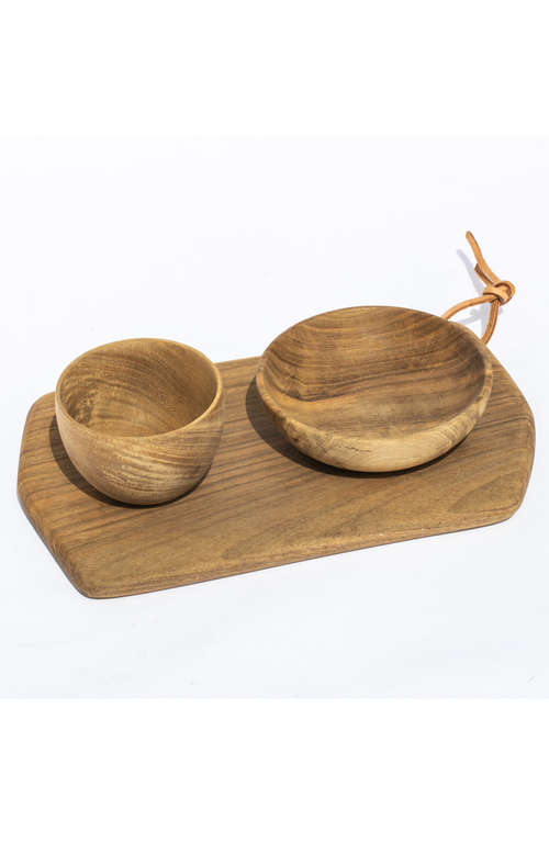 Alcantara-frederic Alcantara Frederic Rectangular Cutting Board & Bowls In Brown