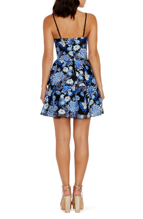 DRESS THE POPULATION DRESS THE POPULATION BRAELYN FLORAL EMBROIDERED TIERED COCKTAIL MINIDRESS 
